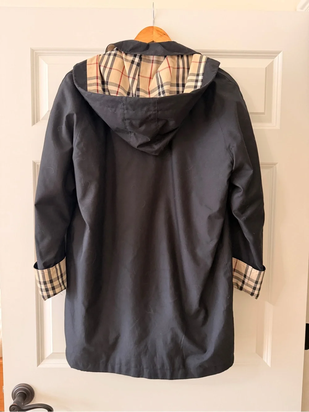 Vintage Burberry London Black Trench Coat with Signature Check Trim - Picture 2 of 6